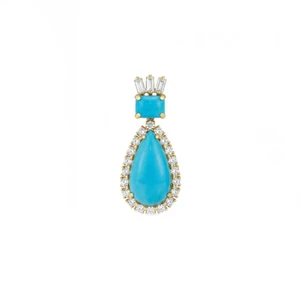 Blue Sky Persian Turquoise with Diamonds Earrings
